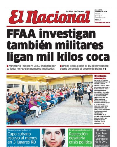 Portada Periódico El Nacional, Lunes 10 de Diciembre 2018