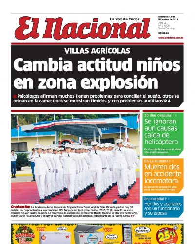 Portada Periódico El Nacional, Miércoles 12 de Diciembre 2018