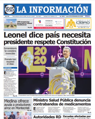 Portada Periódico La Información, Lunes 10 de Diciembre 2018