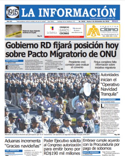Portada Periódico La Información, Martes 04 de Diciembre 2018