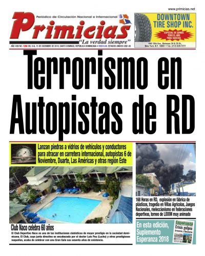 Portada Periódico Primicias, Lunes 10 de Diciembre 2018