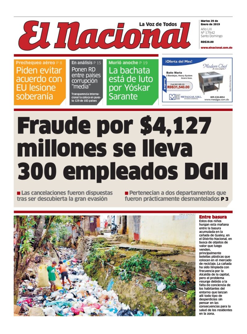 Portada Periódico El Nacional, Martes 29 de Enero 2019