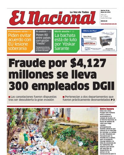 Portada Periódico El Nacional, Martes 29 de Enero 2019