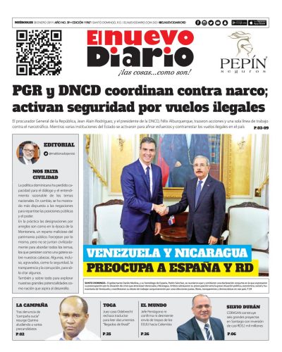 Portada Periódico El Nuevo Diario, Miércoles 30 de Enero 2019