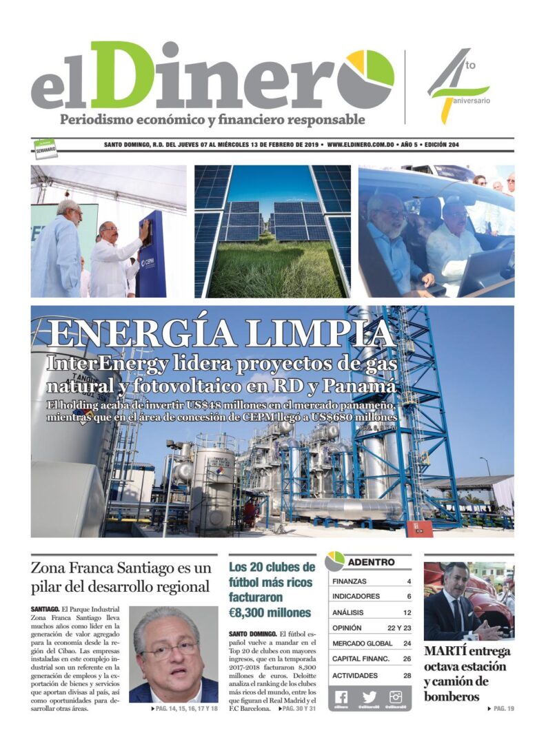 Portada Periódico El Dinero, Jueves 07 de Febrero 2019