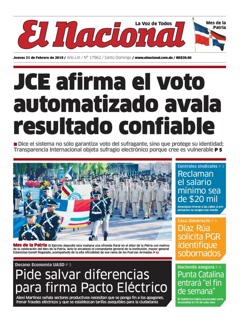 Portada Periódico El Nacional, Jueves 21 de Febrero 2019