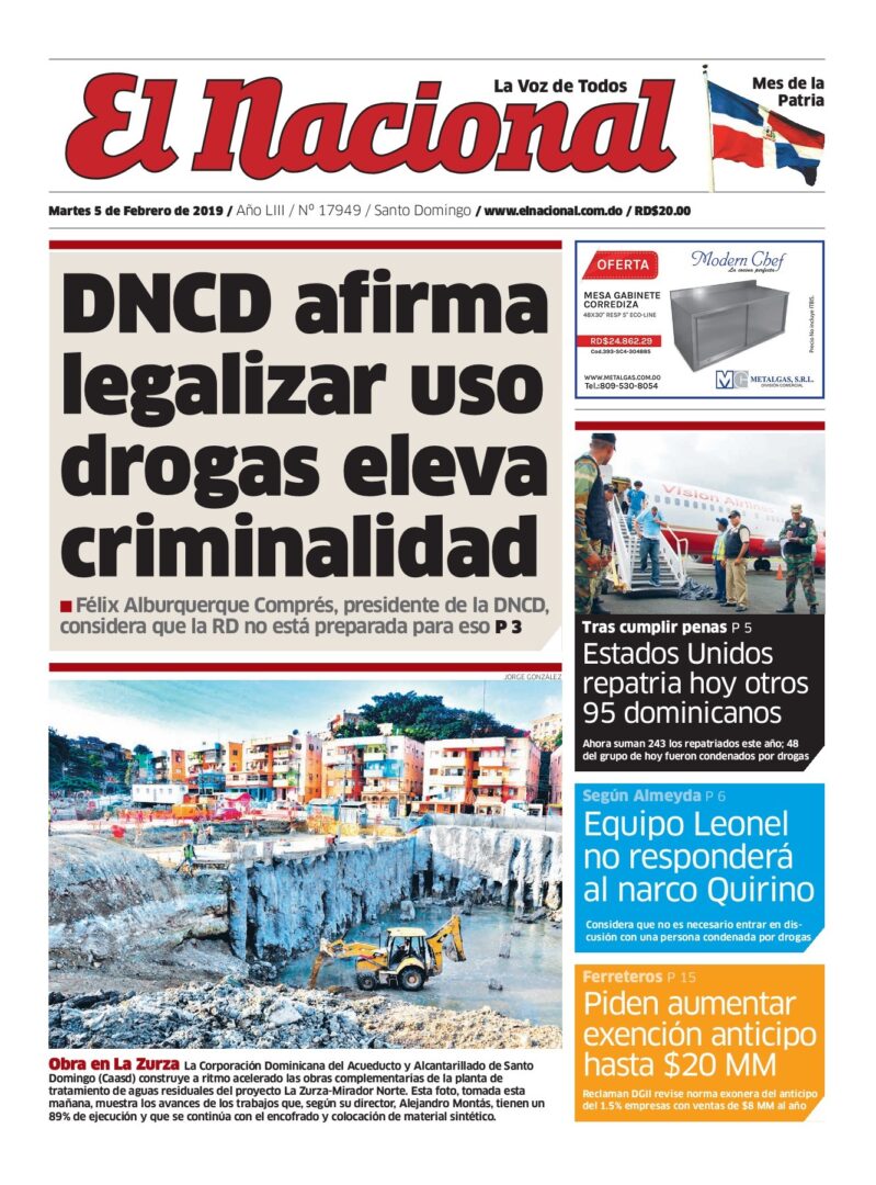 Portada Periódico El Nacional, Martes 05 de Febrero 2019