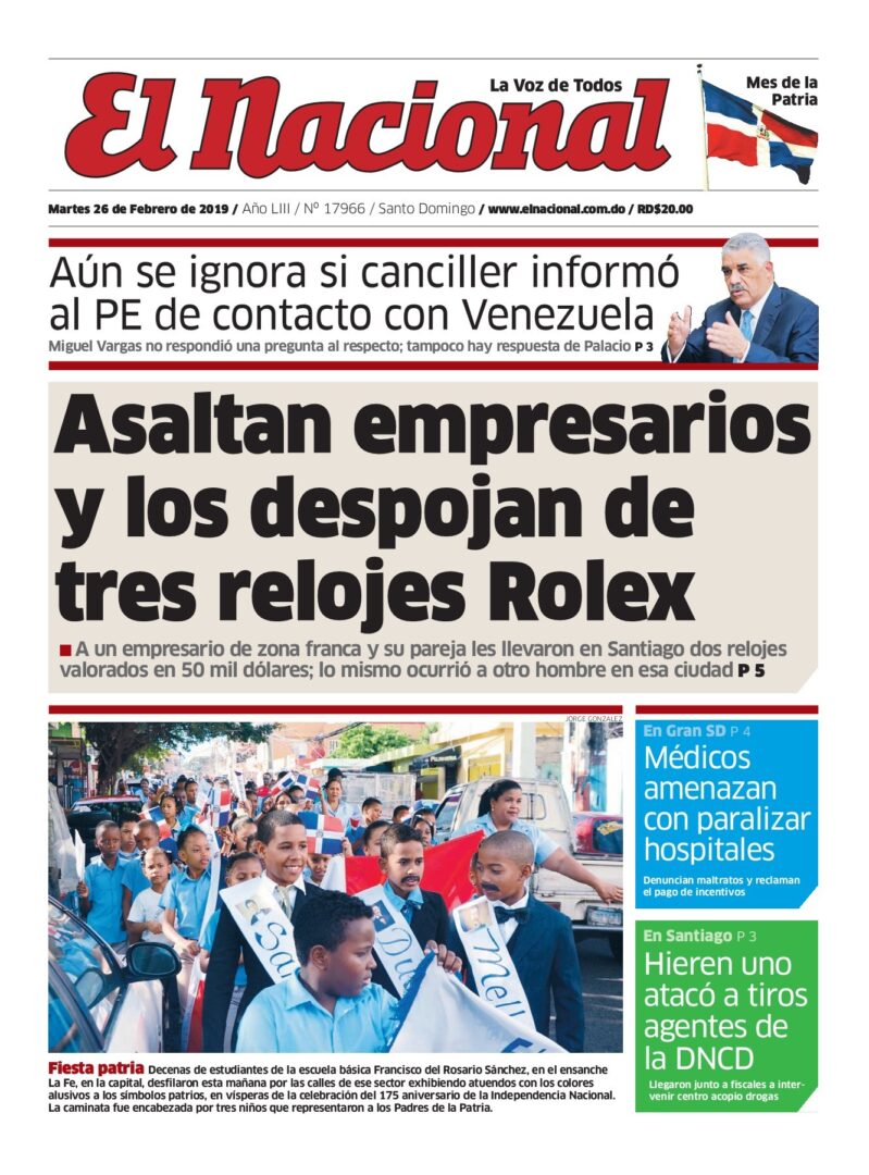 Portada Periódico El Nacional, Martes 26 de Febrero 2019