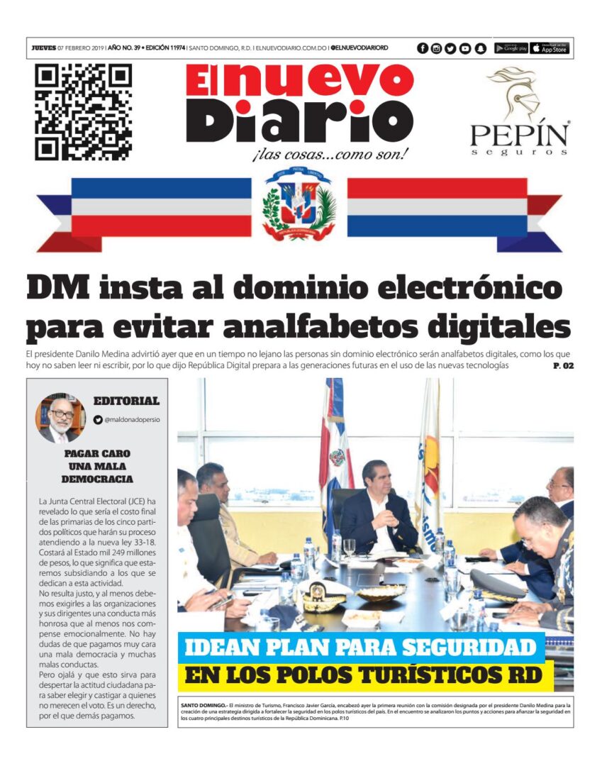 Portada Periódico El Nuevo Diario, Jueves 07 de Febrero 2019