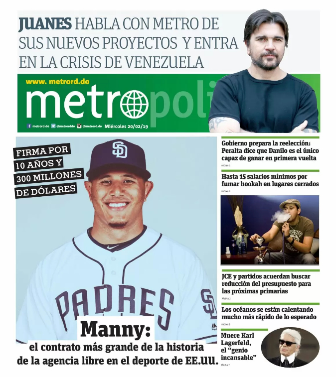 Portada Periódico Metro, Miércoles 20 de Febrero 2019
