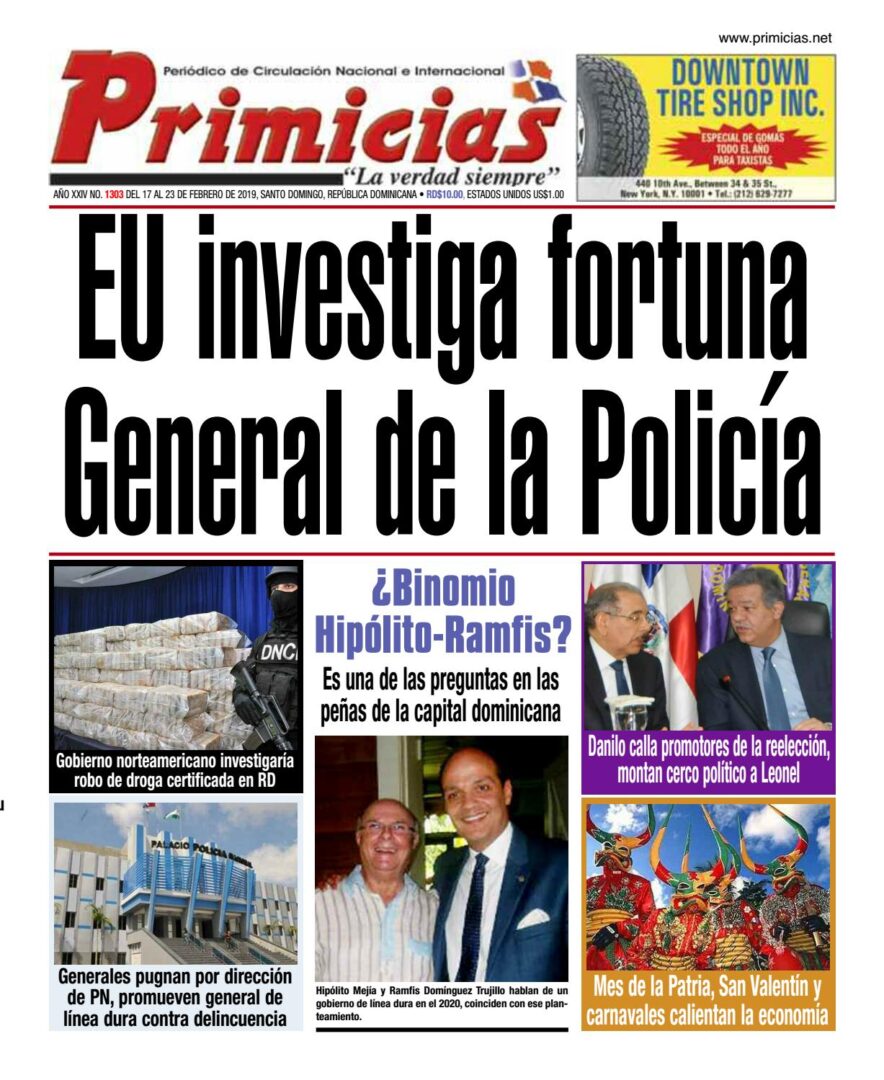 Portada Periódico Primicias, Lunes 18 de Febrero 2019