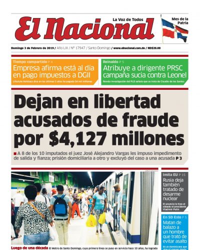 Portada Periódico El Nacional, Domingo 03 de Febrero 2019
