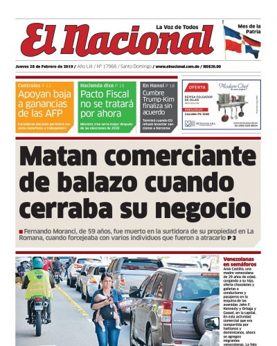 Portada Periódico El Nacional, Jueves 28 de Febrero 2019