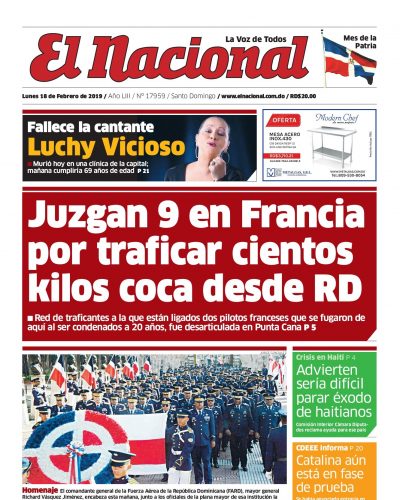 Portada Periódico El Nacional, Lunes 18 de Febrero 2019