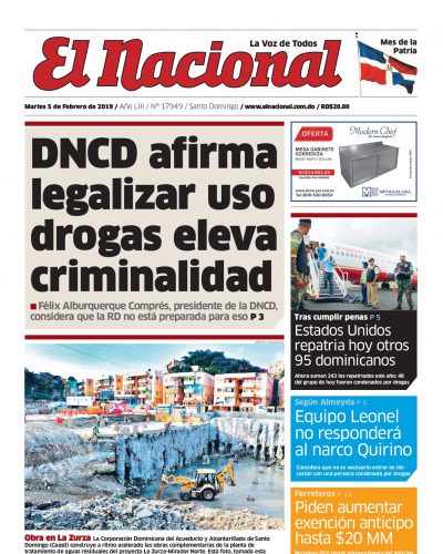 Portada Periódico El Nacional, Martes 05 de Febrero 2019