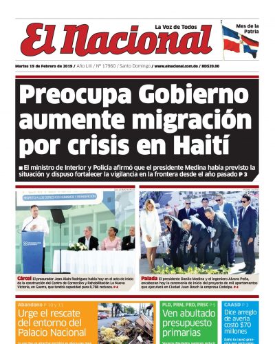 Portada Periódico El Nacional, Martes 19 de Febrero 2019