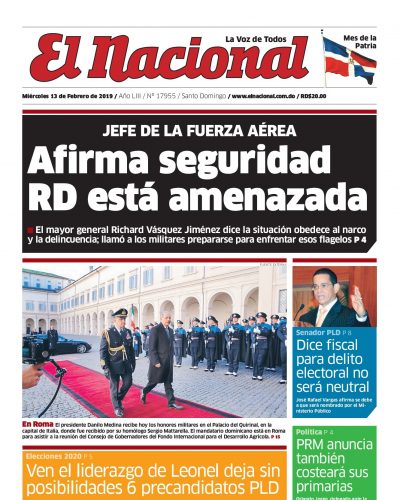 Portada Periódico El Nacional, Miércoles 13 de Febrero 2019