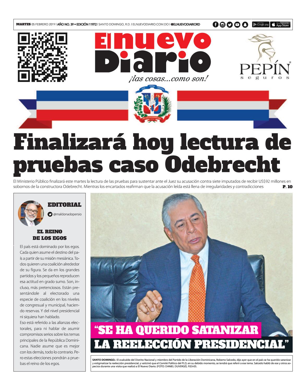 Portada Periódico El Nuevo Diario, Martes 05 de Febrero 2019
