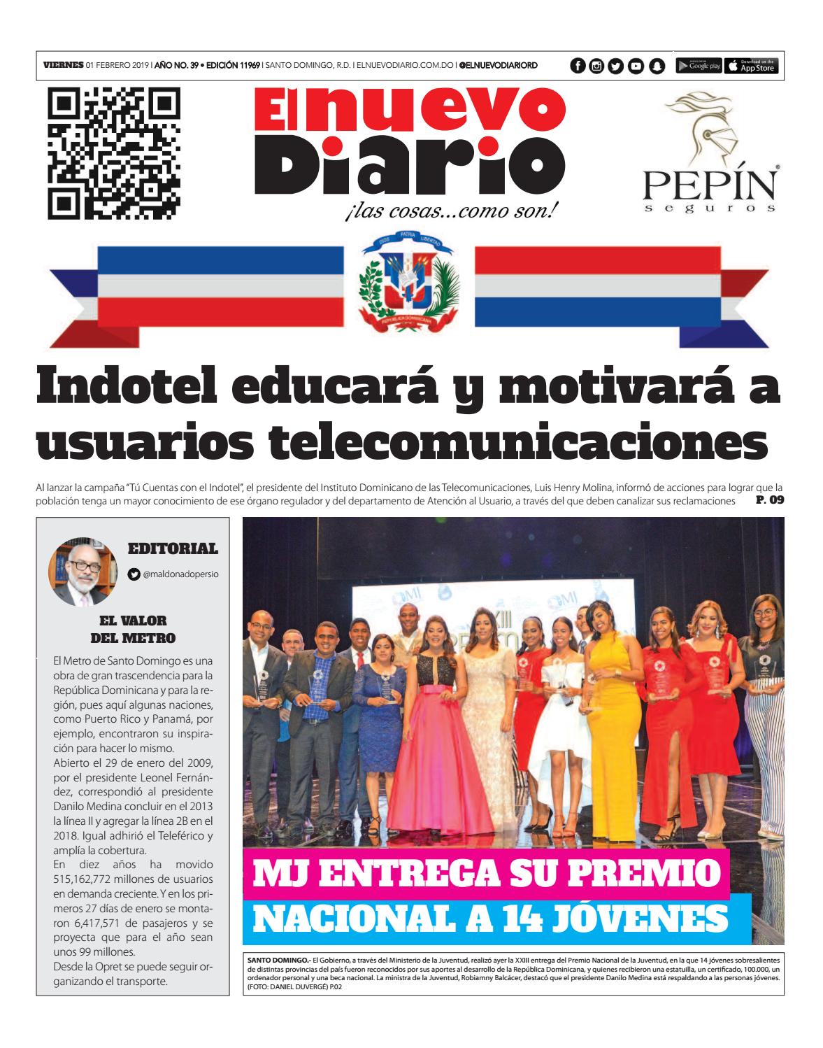 Portada Periódico El Nuevo Diario, Viernes 01 de Enero 2019