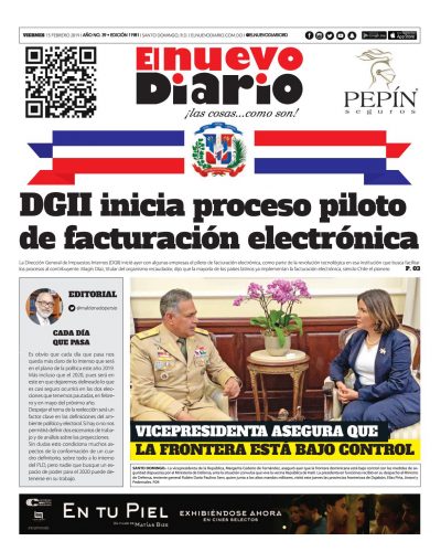Portada Periódico El Nuevo Diario, Viernes 15 de Febrero 2019