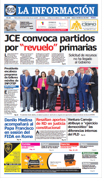 Portada Periódico La Información, Lunes 11 de Febrero 2019