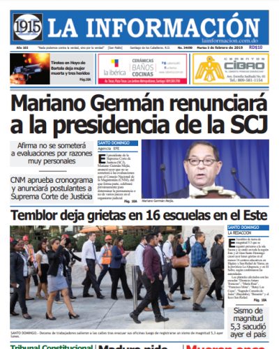 Portada Periódico La Información, Martes 05 de Febrero 2019