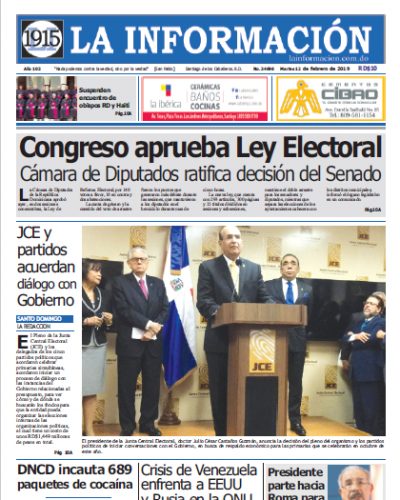 Portada Periódico La Información, Martes 12 de Febrero 2019