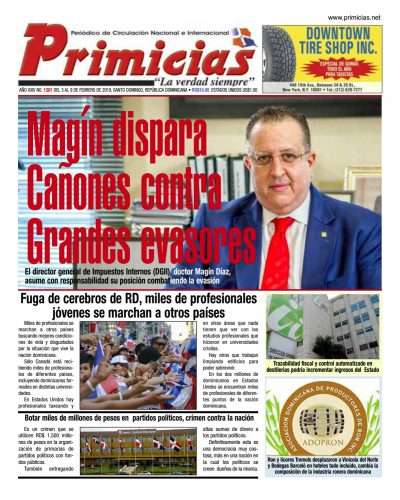 Portada Periódico Primicias, Lunes 04 de Febrero 2019