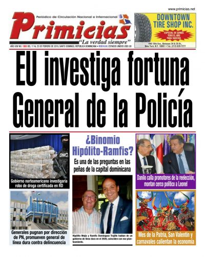 Portada Periódico Primicias, Lunes 18 de Febrero 2019