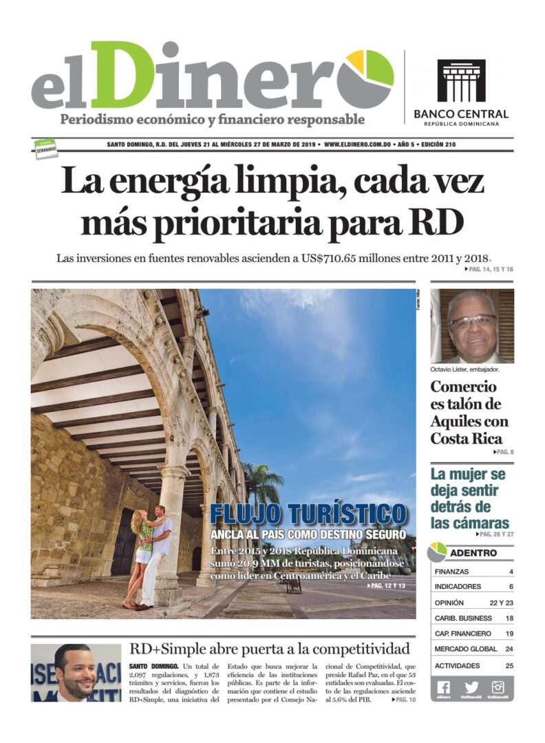 Portada Periódico El Dinero, Jueves 21 de Marzo 2019