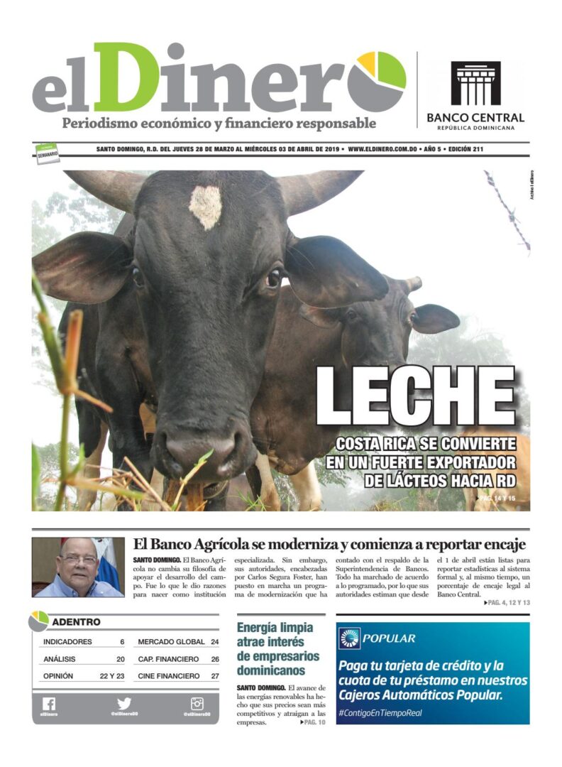 Portada Periódico El Dinero, Jueves 28 de Marzo 2019