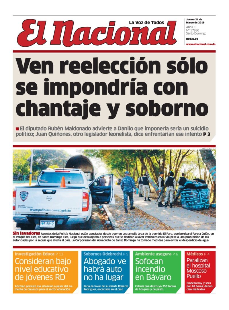 Portada Periódico El Nacional, Jueves 21 de Marzo 2019