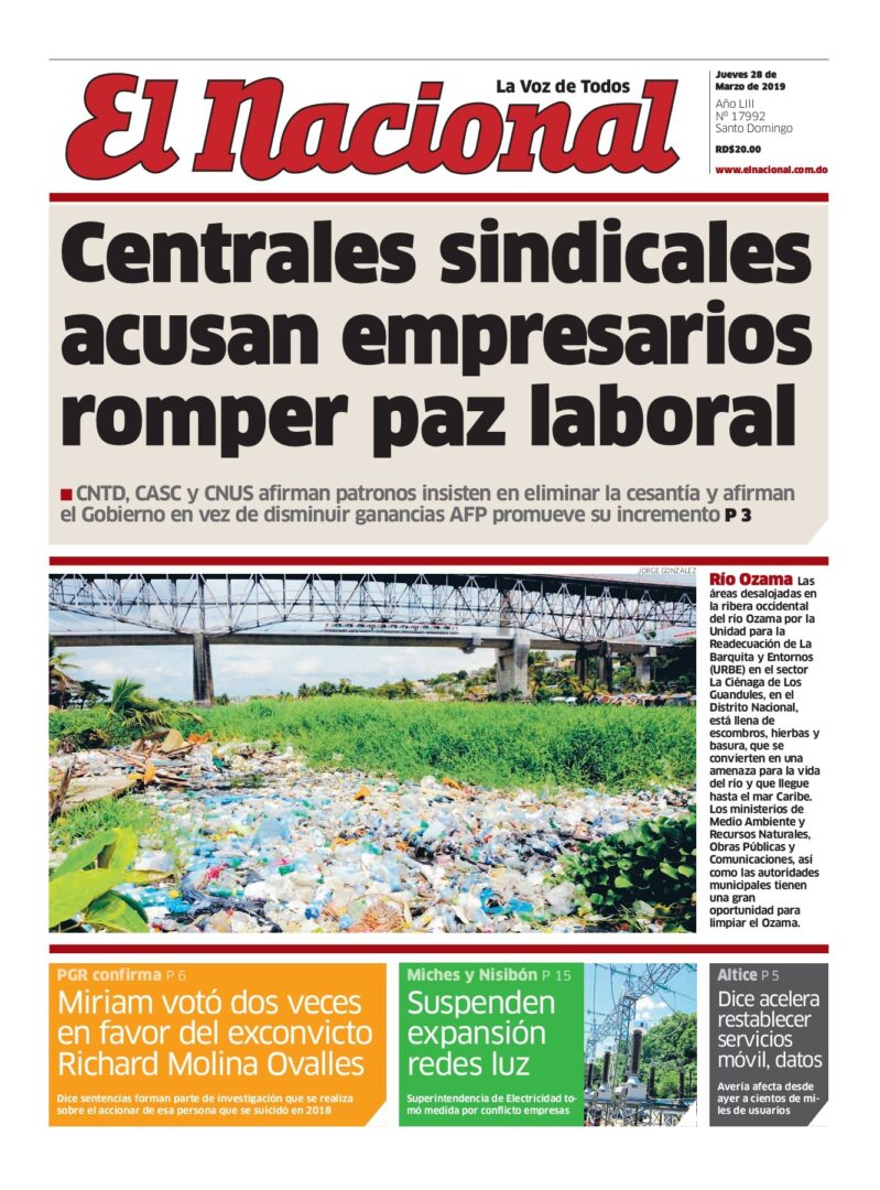 Portada Periódico El Nacional, Jueves 28 de Marzo 2019