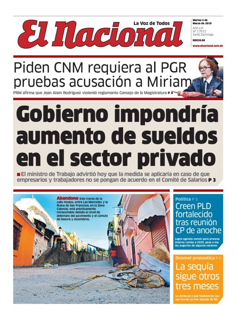 Portada Periódico El Nacional, Martes 05 de Marzo 2019