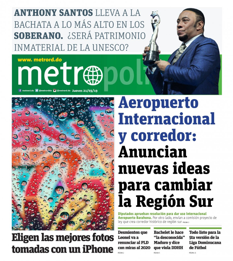 Portada Periódico Metro, Jueves 21 de Marzo 2019