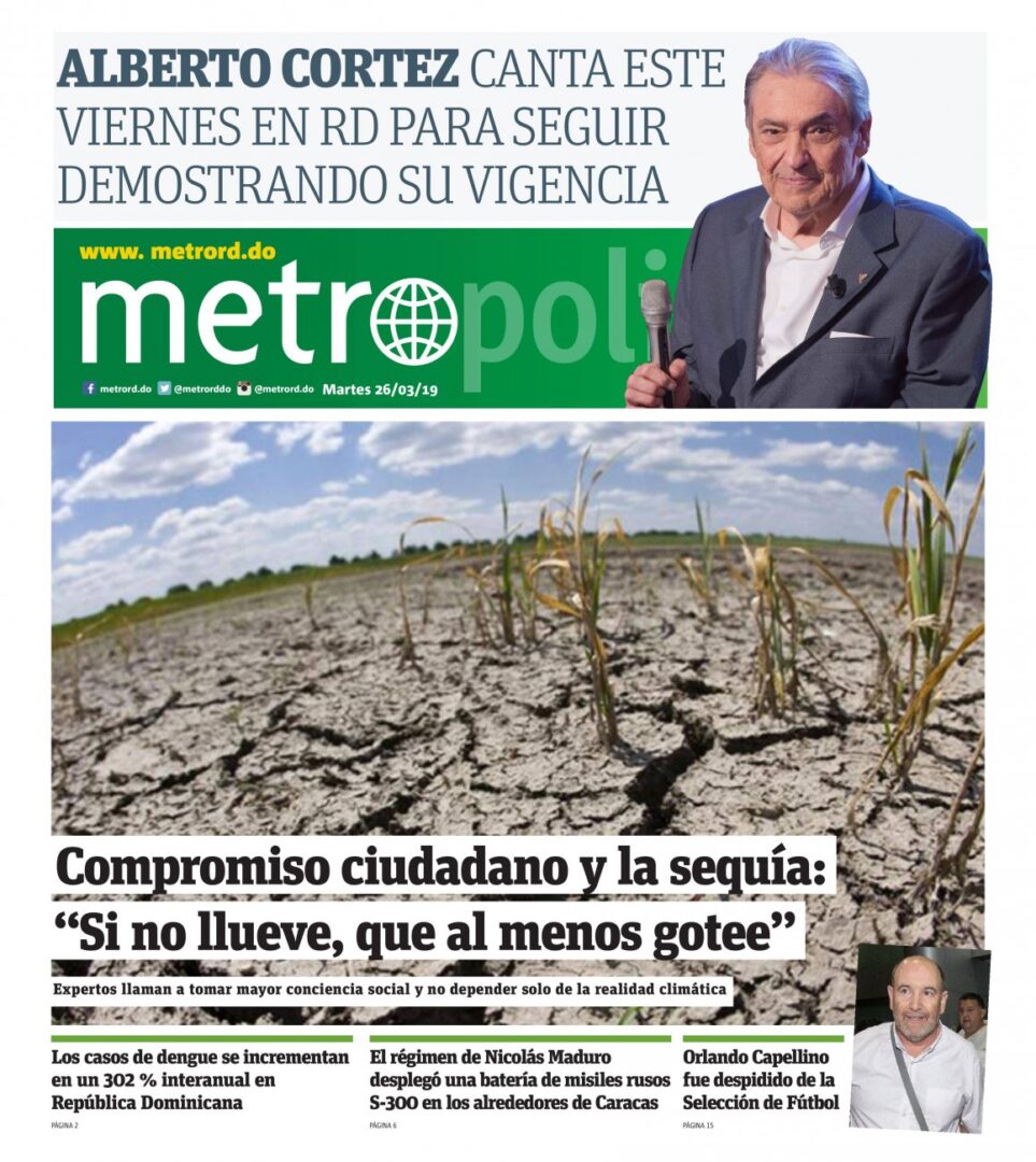 Portada Periódico Metro, Martes 26 de Marzo 2019
