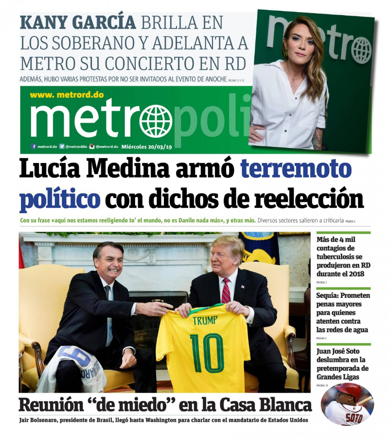 Portada Periódico Metro, Miércoles 20 de Marzo 2019