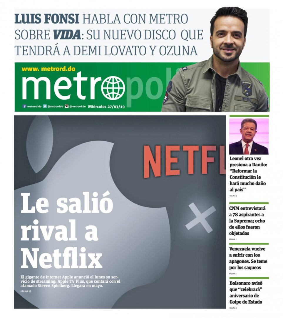 Portada Periódico Metro, Miércoles 27 de Marzo 2019