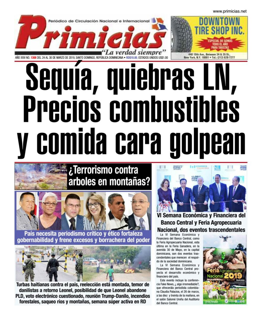 Portada Periódico Primicias, Domingo 24 de Marzo 2019