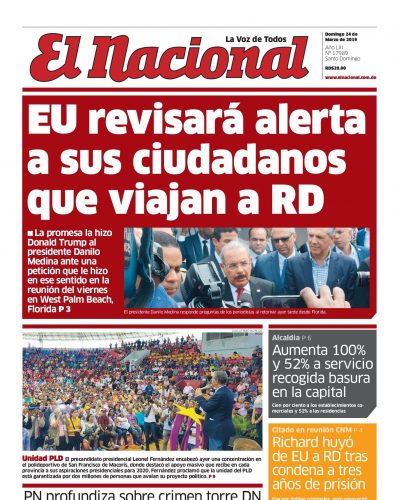 Portada Periódico El Nacional, Domingo 24 de Marzo 2019