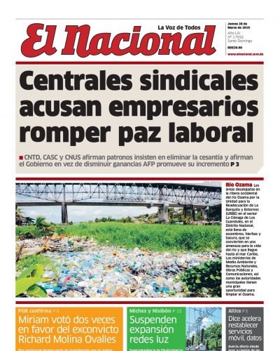 Portada Periódico El Nacional, Jueves 28 de Marzo 2019