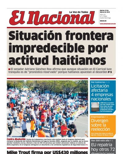 Portada Periódico El Nacional, Lunes 18 de Marzo 2019
