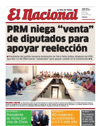 Portada Periódico El Nacional, Lunes 25 de Marzo 2019