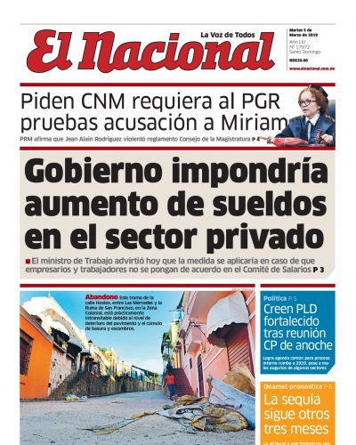 Portada Periódico El Nacional, Martes 05 de Marzo 2019