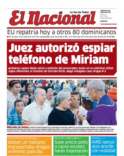 Portada Periódico El Nacional, Miércoles 06 de Marzo 2019