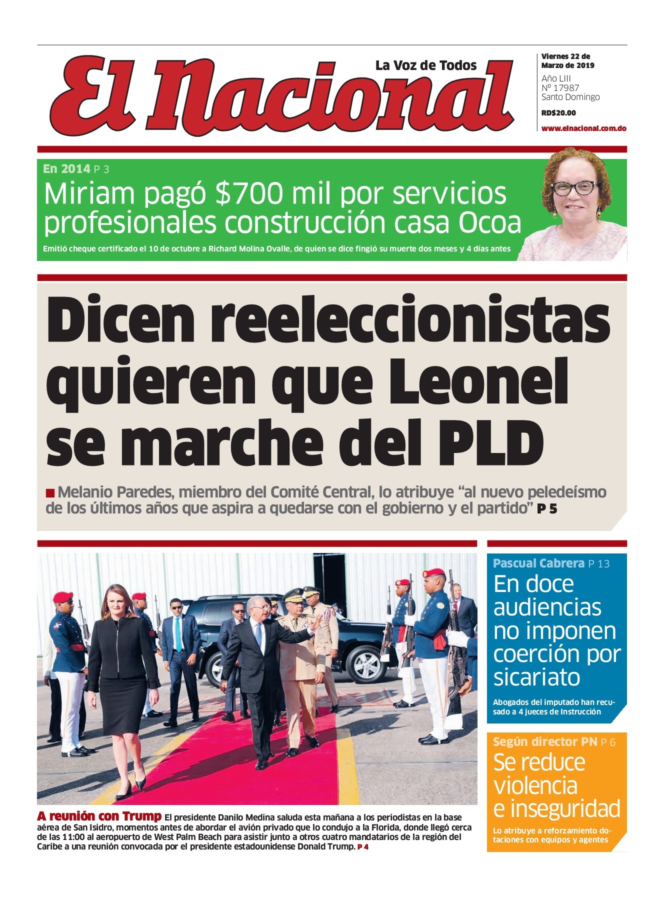 Portada Periódico El Nacional, Viernes 22 de Marzo 2019