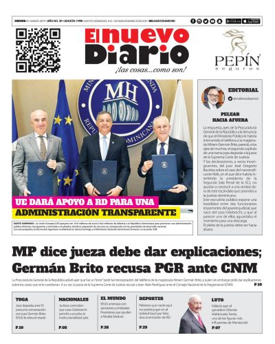 Portada Periódico El Nuevo Diario, Jueves 07 de Marzo 2019
