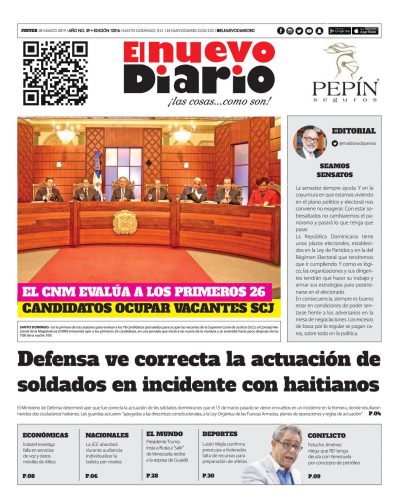 Portada Periódico El Nuevo Diario, Jueves 28 de Marzo 2019