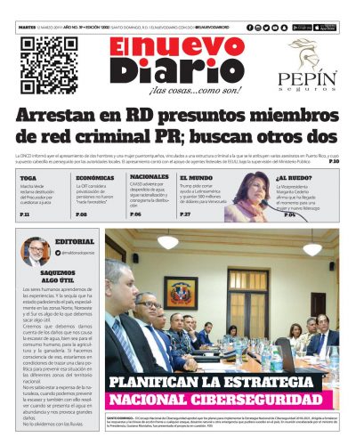 Portada Periódico El Nuevo Diario, Martes 12 de Marzo 2019