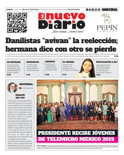 Portada Periódico El Nuevo Diario, Martes 19 de Marzo 2019